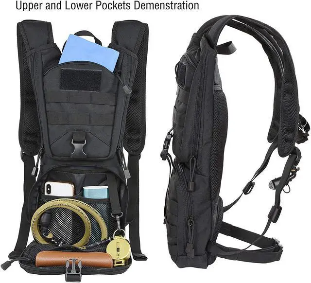 Alt view image 2 of 7 - Tactical Molle Hydration Pack Backpack with 3L TPU Water Bladder, Military Daypack for Cycling, Hiking, Running, Climbing, Hunting, Biking