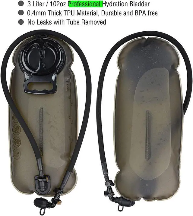 Alt view image 6 of 7 - Tactical Molle Hydration Pack Backpack with 3L TPU Water Bladder, Military Daypack for Cycling, Hiking, Running, Climbing, Hunting, Biking
