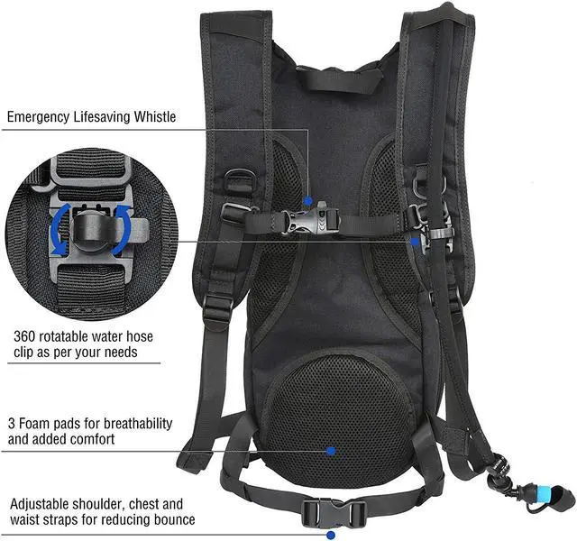 Alt view image 4 of 7 - Tactical Molle Hydration Pack Backpack with 3L TPU Water Bladder, Military Daypack for Cycling, Hiking, Running, Climbing, Hunting, Biking