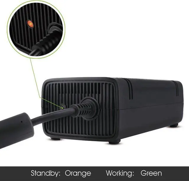 Alt view image 4 of 7 - XBOX 360 E Power Supply Power Supply Cord AC Adapter Replacement Charger for Xbox 360 E 100-240V Auto Voltage Black