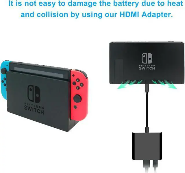 Alt view image 3 of 6 - HDMI Type C Hub Adapter for Nintendo Switch, HDMI Converter Dock Cable for Switch (Black)
