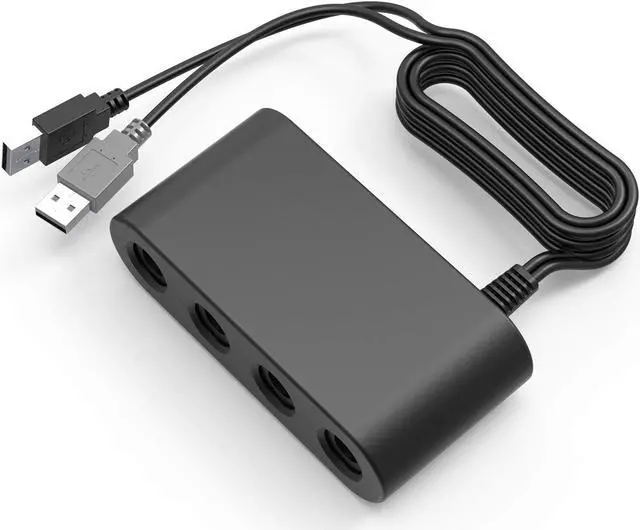 Alt view image 3 of 7 - Gamecube Controller Adapter for Wii u and 4 Port Black Super Smash Bros GameCube Adapter for Wii u PC USB Switch
