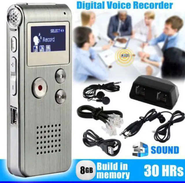 Main image of Digital Voice Recorder 8GB Audio Sound Recorder Voice Activated Dictaphone for Meeting, lecture with MP3 Player - Rapid Recording, Up to 30 Hrs Recording Time