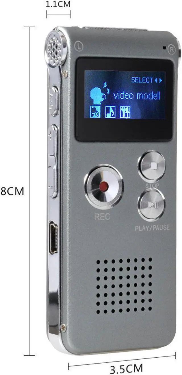 Alt view image 3 of 5 - Digital Voice Recorder 8GB Audio Sound Recorder Voice Activated Dictaphone for Meeting, lecture with MP3 Player - Rapid Recording, Up to 30 Hrs Recording Time