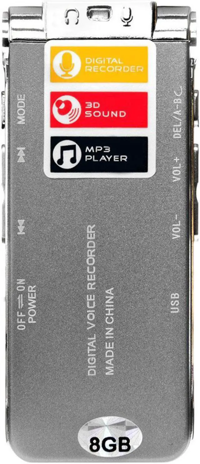 Alt view image 4 of 5 - Digital Voice Recorder 8GB Audio Sound Recorder Voice Activated Dictaphone for Meeting, lecture with MP3 Player - Rapid Recording, Up to 30 Hrs Recording Time