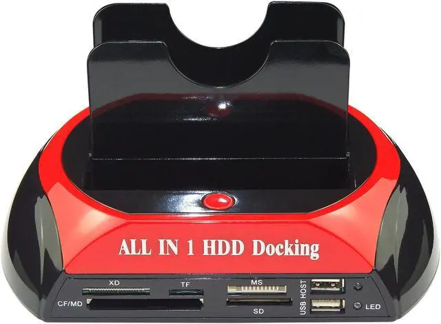 Alt view image 6 of 7 - 875J Dual Slots USB 2.0 to SATA IDE HDD Docking Station With Card Reader for 2.5 3.5 Inch IDE SATA Hard Drive (No Support the WD IED Hard Drive)