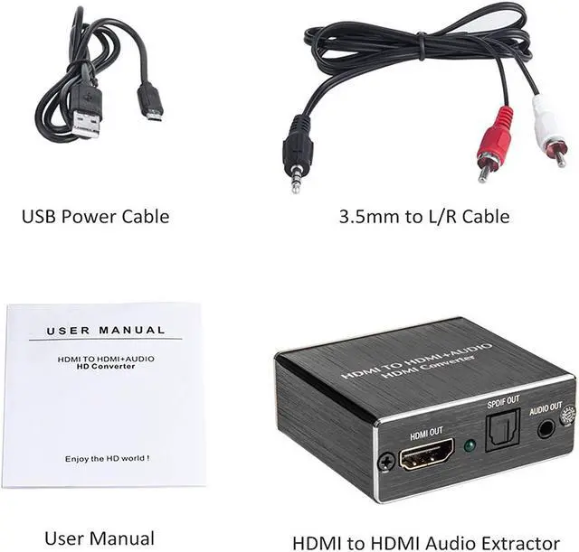 Alt view image 6 of 6 - 4K x 2K 3D HDMI to HDMI and Optical SPDIF + 3.5mm Stereo Audio Extractor Converter HDMI Audio Splitter Adapter for Blue-ray PC Laptop Xbox One HDTV