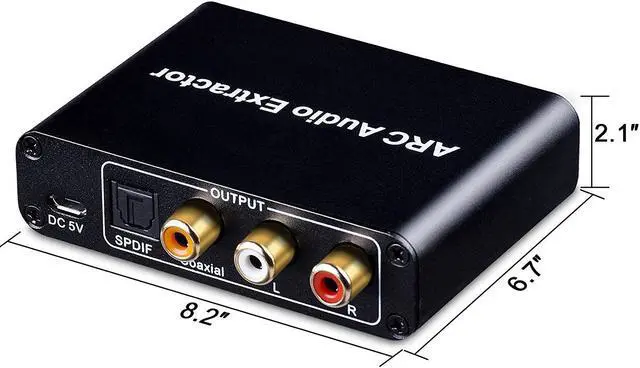 Alt view image 2 of 6 - HDMI ARC Adapter,  ARC Audio Extractor with Digital Optical TOSLINK SPDIF/ Coaxial and Analog 3.5mm L/R Stereo Audio Converter for HDTV Soundbar Speaker Amplifier