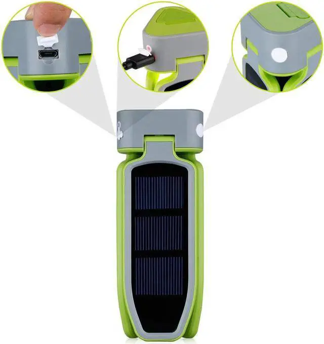 Alt view image 3 of 7 - Folding Clover Solar LED 100 Lumen Portable Camping Lantern USB Rechargeable and Solar Chargeable 3 Level Brightness Including SOS Flashing Hurricane Storm Tent Lantern