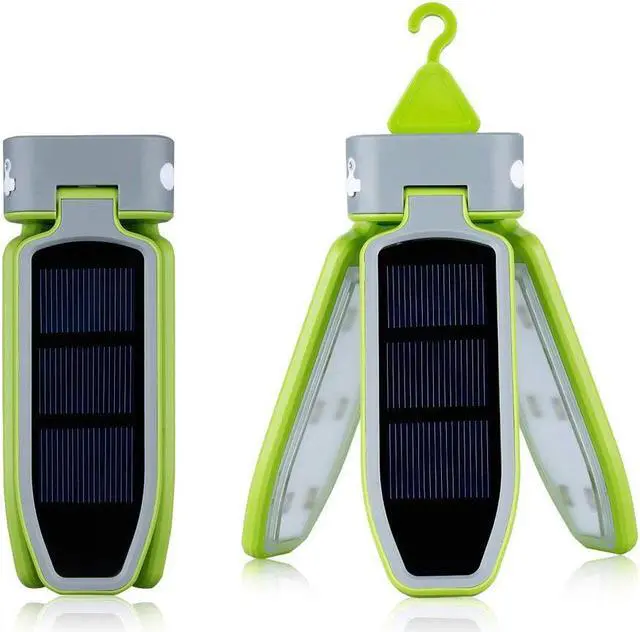 Alt view image 4 of 7 - Folding Clover Solar LED 100 Lumen Portable Camping Lantern USB Rechargeable and Solar Chargeable 3 Level Brightness Including SOS Flashing Hurricane Storm Tent Lantern