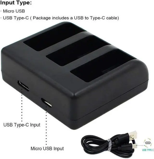 Alt view image 5 of 6 - Replacement Battery (2-Pack) & Rapid 3-Channel Battery Charger for GoPro HERO (2018) / GoPro HERO 6 / HERO 5 Black (Compatible with Firmware v01.55, v01.57 and v02.00, v02.51, v02.60)