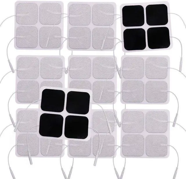 Alt view image 6 of 7 - 40PCS TENS Unit Electrodes Pads Replacement for TENS EMS Massage 2 Inch Square White Cloth Backing with Premium Adhesive Gel