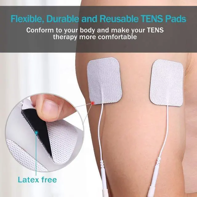 Alt view image 2 of 7 - 40PCS TENS Unit Electrodes Pads Replacement for TENS EMS Massage 2 Inch Square White Cloth Backing with Premium Adhesive Gel