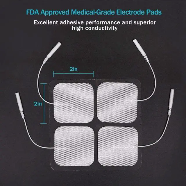 Alt view image 3 of 7 - 40PCS TENS Unit Electrodes Pads Replacement for TENS EMS Massage 2 Inch Square White Cloth Backing with Premium Adhesive Gel