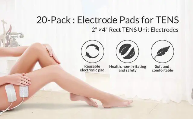 Alt view image 7 of 7 - 20pcs TENS Unit Electrodes 2"x4" RectangularElectrode Pads for TENS Therapy - Self-Adhering, Reusable and Premium Quality