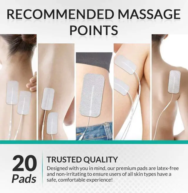 Alt view image 4 of 7 - 20pcs TENS Unit Electrodes 2"x4" RectangularElectrode Pads for TENS Therapy - Self-Adhering, Reusable and Premium Quality