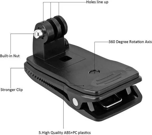 Alt view image 5 of 7 - Backpack Strap Mount Quick Clip Mount for Gopro Hero 6 Hero 5 Hero 4 Hero Session 3+ Hero 3 Hero 2 Camera