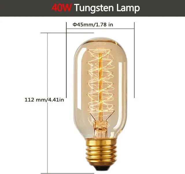 Alt view image 3 of 7 - T45 40W Vintage Antique Light Bulbs, Warm White, E26 Edison Tubular Style Bulb, Clear Glass, 110-130 Volts, Filament Light Bulbs for Home Light Fixtures Decorative, Dimmable (4 Pack)