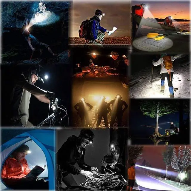 Alt view image 7 of 7 - LED Headlamp,5000 Lumen Bright Zoomable Headlight Waterproof Head Lamp Flashlight Torch 3 CREE T6 Camping Head Light Rechargeable Battery Wall Charger for Outdoor Hiking Riding Fishing Hunting