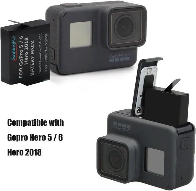 Alt view image 2 of 7 - 2 Pack Rechargeable Battery and 3-Channel Charger for GoPro HERO (2018) GoPro HERO 5 HERO 6 HERO 5 Black HERO 6 Black (Fully compatible with original camera)