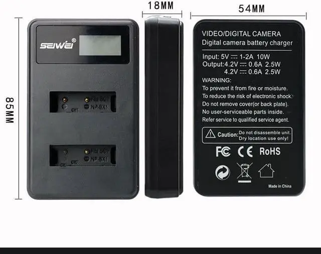 Alt view image 5 of 7 - NP-BX1 Battery (2-Pack) and Rapid Dual Charger for Sony NP-BX1, NP-BX1/M8 and Sony Cyber-shot DSC-HX50V, DSC-HX300, DSC-HX400,DSC-RX1, DSC-RX1R, DSC-RX100