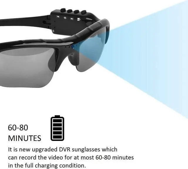 Alt view image 4 of 7 - Camera Glasses Bluetooth Sunglasses with Camera Full HD 1080P with Wide Angle Mini Camera for Outdoor Sports