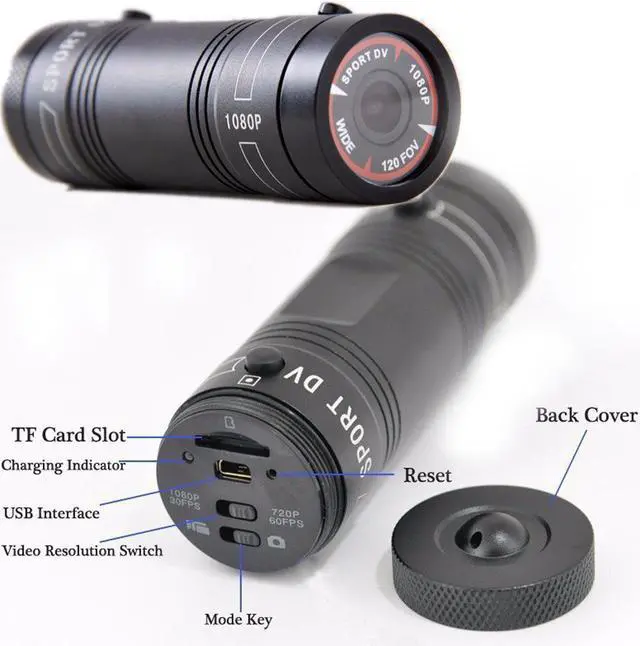 Alt view image 3 of 7 - Mini Sports Camera HD 1080P Action Waterproof Video Camera Mini Bike Motorcycle Helmet Camera Video Recorder Camcorder DVR Video Cam for Climbing Skiing Riding