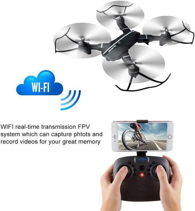 Alt view image 3 of 7 - FPV RC Drone with 720P HD Wi-Fi Camera Live Video Feed 2.4GHz 6-Axis Gyro Quadcopter for Kids Beginners - Altitude Hold One Key Start Foldable Arms Bonus Battery Wide Angle Camera