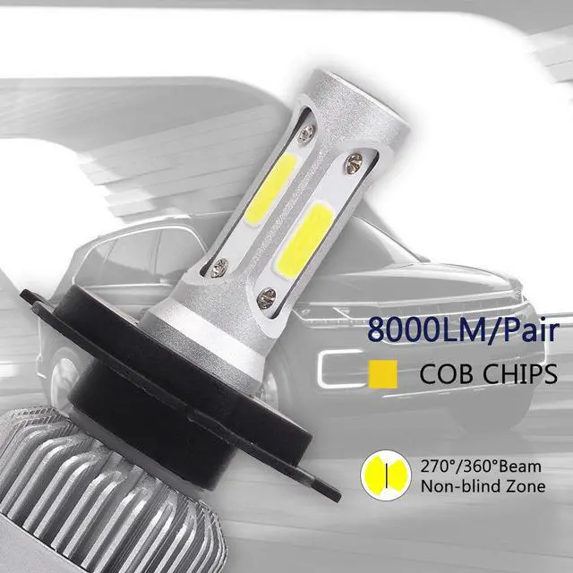 Alt view image 3 of 7 - 2 Packs LED Headlight Bulbs H4 Conversion Kits High Low Beam Auto Headlamp Dual Beam Car Headlight 72W 6000K 8000LM Extremely Super Bright COB Chips