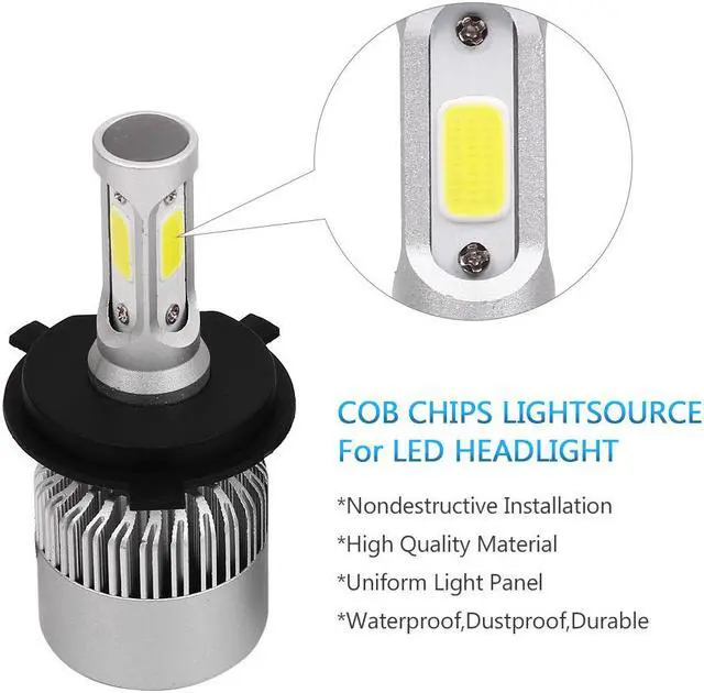 Alt view image 5 of 7 - 2 Packs LED Headlight Bulbs H4 Conversion Kits High Low Beam Auto Headlamp Dual Beam Car Headlight 72W 6000K 8000LM Extremely Super Bright COB Chips