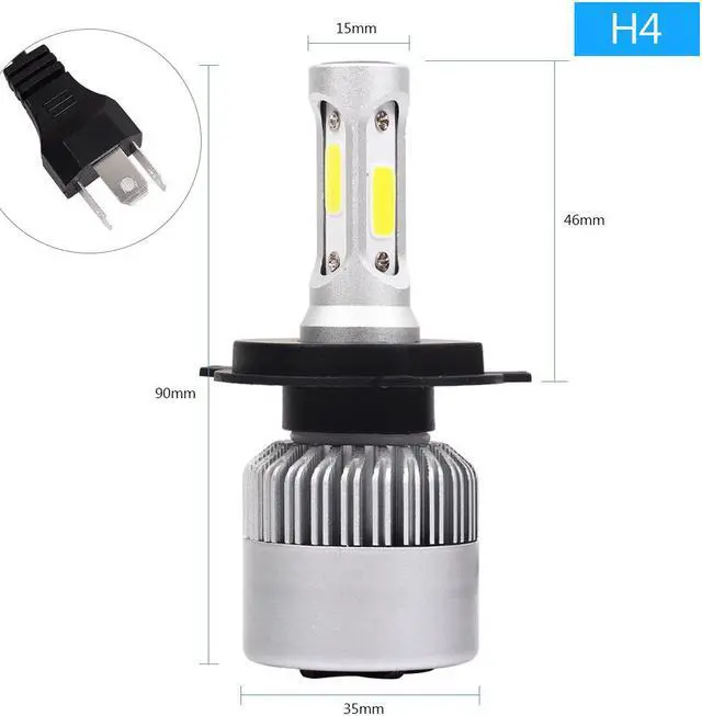 Alt view image 4 of 7 - 2 Packs LED Headlight Bulbs H4 Conversion Kits High Low Beam Auto Headlamp Dual Beam Car Headlight 72W 6000K 8000LM Extremely Super Bright COB Chips