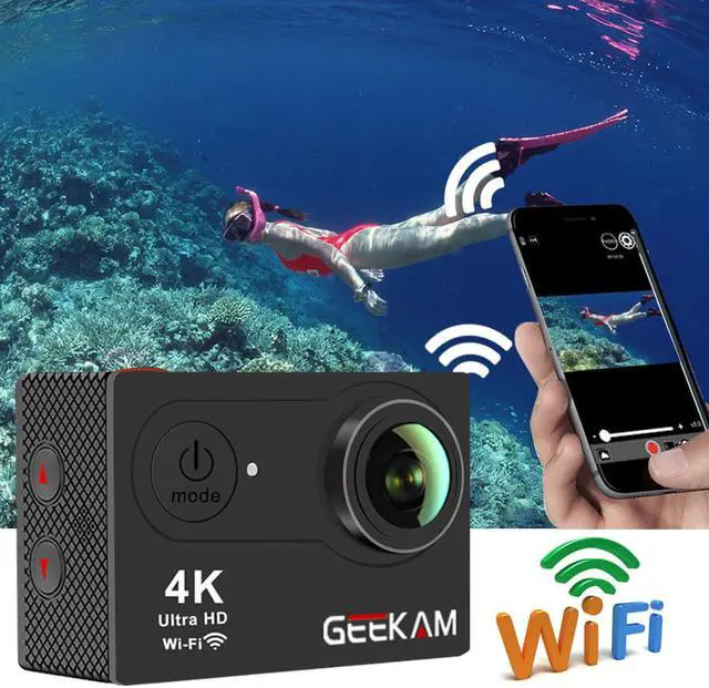 Alt view image 6 of 7 - Digital Action Underwater Waterproof Sports Camera Camcorder Cam Wifi 4K HD 30fps 12MP 170 Degree Wide Angle Remote Control and Helmet Accessories Kit-Waterproof 100ft