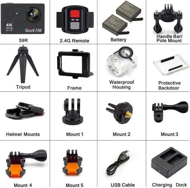 Alt view image 3 of 3 - Digital Action Underwater Waterproof Sports Camera Camcorder Cam Wifi 4K HD 30fps 12MP 170 Degree Wide Angle Remote Control and Helmet Accessories Kit-Waterproof 100ft