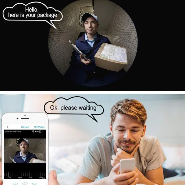 Alt view image 3 of 7 - Video Doorbell Intercom 960P HD WiFi Audio Doorbell With Camera Peephole Door Chime 8G Memory and Night Vision Smart Wifi Video Doorbell
