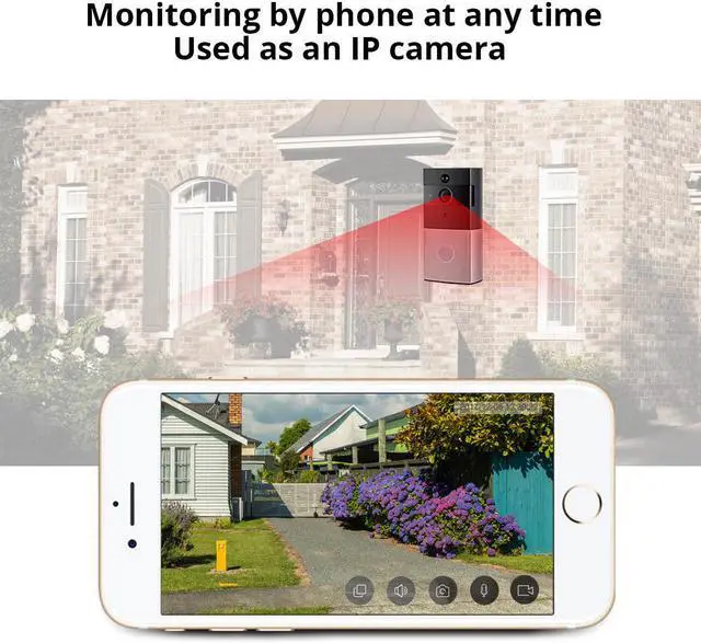 Alt view image 4 of 7 - Video Doorbell Intercom 960P HD WiFi Audio Doorbell With Camera Peephole Door Chime 8G Memory and Night Vision Smart Wifi Video Doorbell