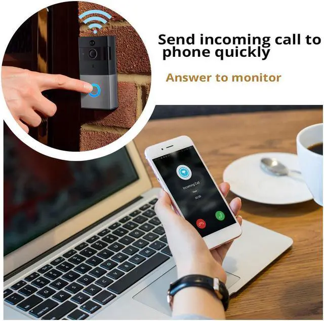 Alt view image 5 of 7 - Video Doorbell Intercom 960P HD WiFi Audio Doorbell With Camera Peephole Door Chime 8G Memory and Night Vision Smart Wifi Video Doorbell