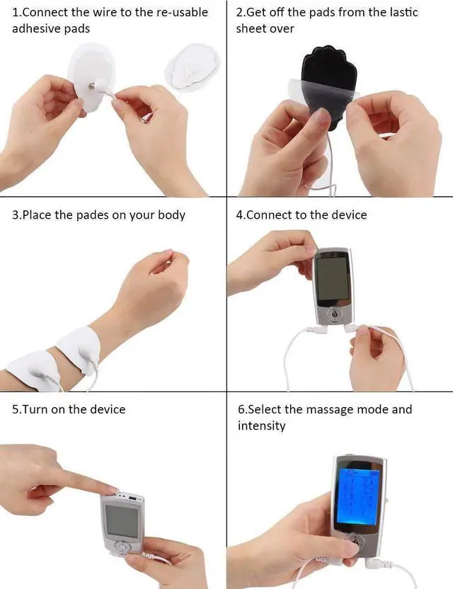 Alt view image 7 of 7 - Rechargeable Tens Unit Double Output Muscle Stimulator with 10 Modes and 14 Tens Unit Pads FDA Approved Tens Units for Pain Relief Massager