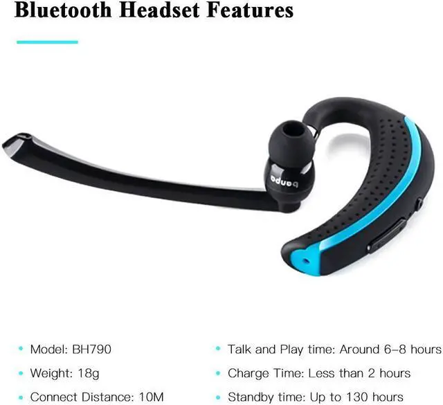 Alt view image 5 of 7 - Bluetooth Headset, Wireless Earpiece Hands Free Business Earphones In-ear Earbuds with Noise Canceling Mic for Business/Office/Driving, Work for iPhone/Samsung/Android Cell Phones