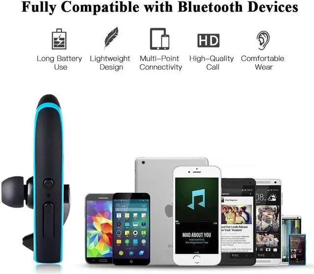 Alt view image 3 of 7 - Bluetooth Headset, Wireless Earpiece Hands Free Business Earphones In-ear Earbuds with Noise Canceling Mic for Business/Office/Driving, Work for iPhone/Samsung/Android Cell Phones
