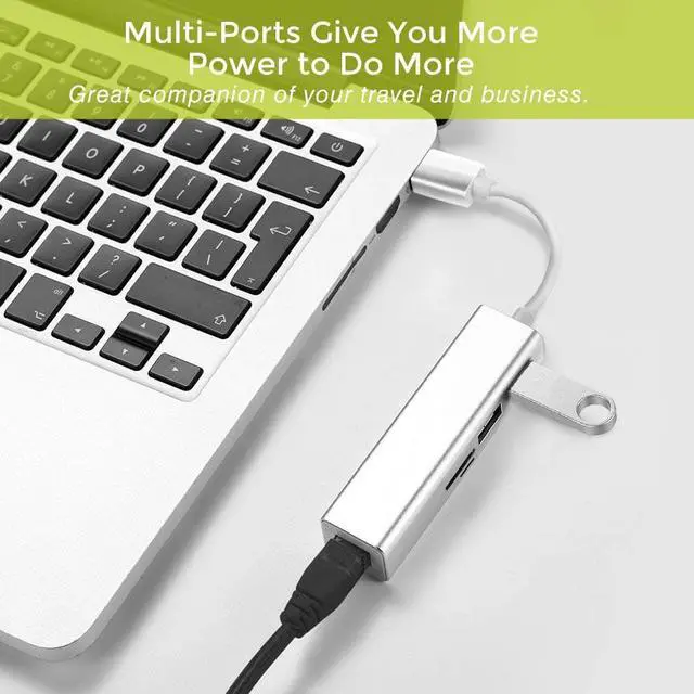 Alt view image 5 of 7 - USB Hub, 5 in 1 USB 3.0 to Ethernet Hub Adapter, USB 3.0 Adapter with SD/TF Card Reader, RJ45 Gigabit Network, 2 USB 3.0 Ports for Macbook Surface Pro Chromebook, Support Mac OS Windows Linux