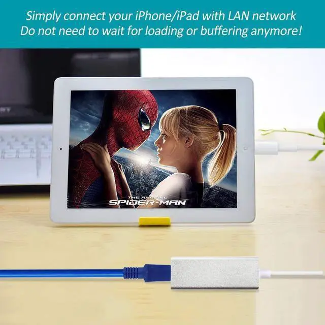 Alt view image 7 of 7 - Lightning to RJ45 Ethernet LAN Network Adapter for iPhone iPad iPhone Ethernet Adapter Lightning to Wired Network Cable Connector 10 / 100Mbps High Speed Required iOS 10.0 or Up