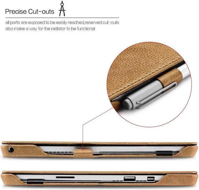Alt view image 5 of 7 - Surface Pro 4 Case Luxury Series Genuine Leather Folio Cover with Pen Holder Stand for Microsoft Surface Pro 4 12.3 Inch Compatible with Surface Pro 4 2015 / Surface Pro 2017 Original Keyboard