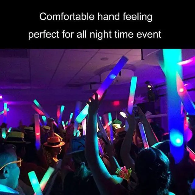 Alt view image 4 of 7 - 22pcs LED Glow Stick Multi Color Changing 3 Modes Flashing Foam Sticks LED Party Supplies Light Baton Wands for Party Festivals Raves Birthday Children Toy