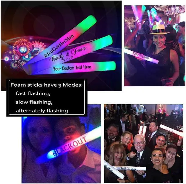 Alt view image 3 of 7 - 22pcs LED Glow Stick Multi Color Changing 3 Modes Flashing Foam Sticks LED Party Supplies Light Baton Wands for Party Festivals Raves Birthday Children Toy