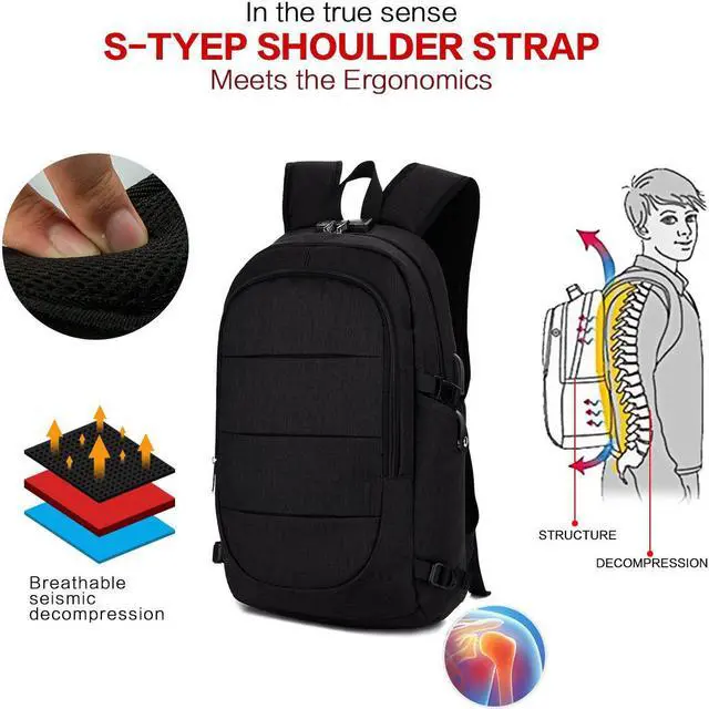 Alt view image 2 of 5 - Anti Theft Business Waterproof Travel Laptop Backpack Bag with USB Charge Port