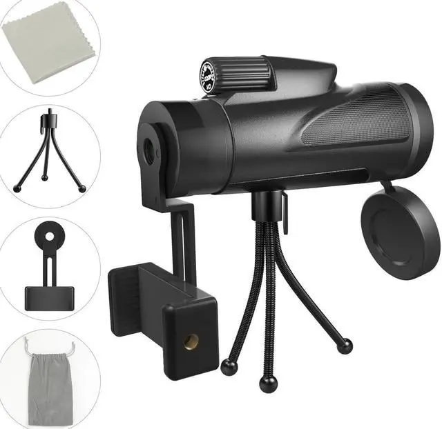 Alt view image 7 of 7 - High Power Waterproof Monocular Telescope Scope 12×50 with Phone Adapter Tripod