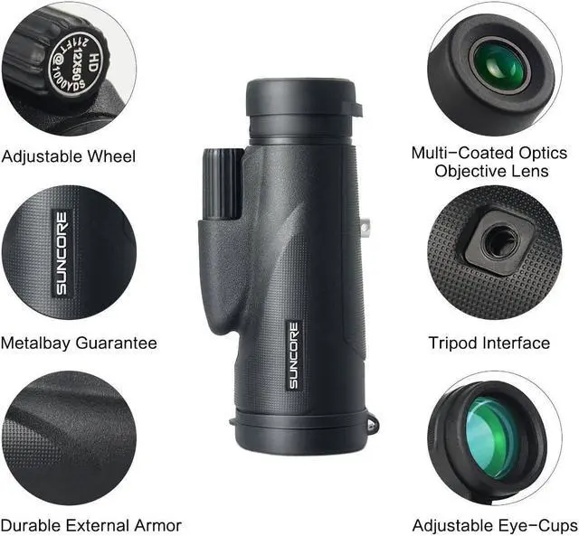 Alt view image 3 of 7 - High Power Waterproof Monocular Telescope Scope 12×50 with Phone Adapter Tripod
