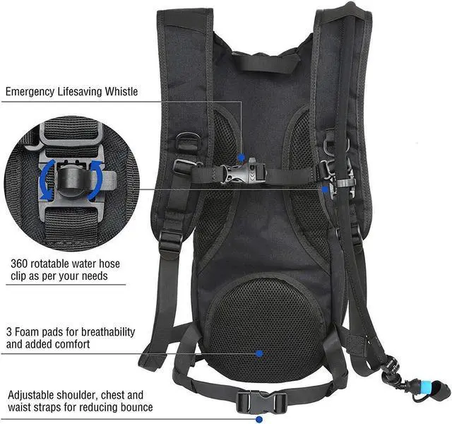 Alt view image 4 of 7 - Tactical Hydration Pack Backpack 900D with 3L Water Bladder for Hiking Climbing