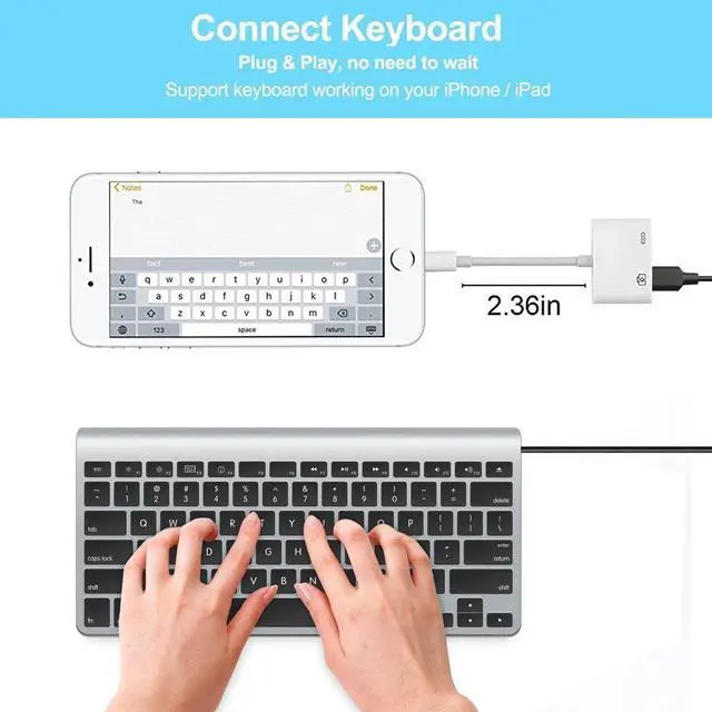 Alt view image 3 of 7 - Lighting to USB Camera Adapter Werleo Lighting to USB 3.0 Female OTG Adapter Cable With USB Power Interface Data Sync Charge Cable For iPhone iPad