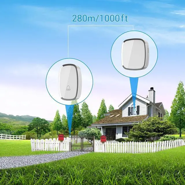 Alt view image 7 of 7 - Wireless Doorbell Remote Ring Door Bell Chime 2 Plugin Receivers 1 Push Button